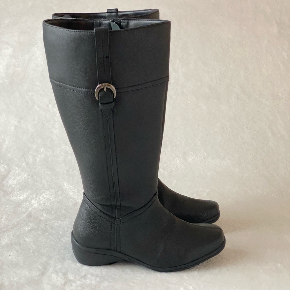 Tall Black Faux Leather Boot, 15 inches high, Size 6